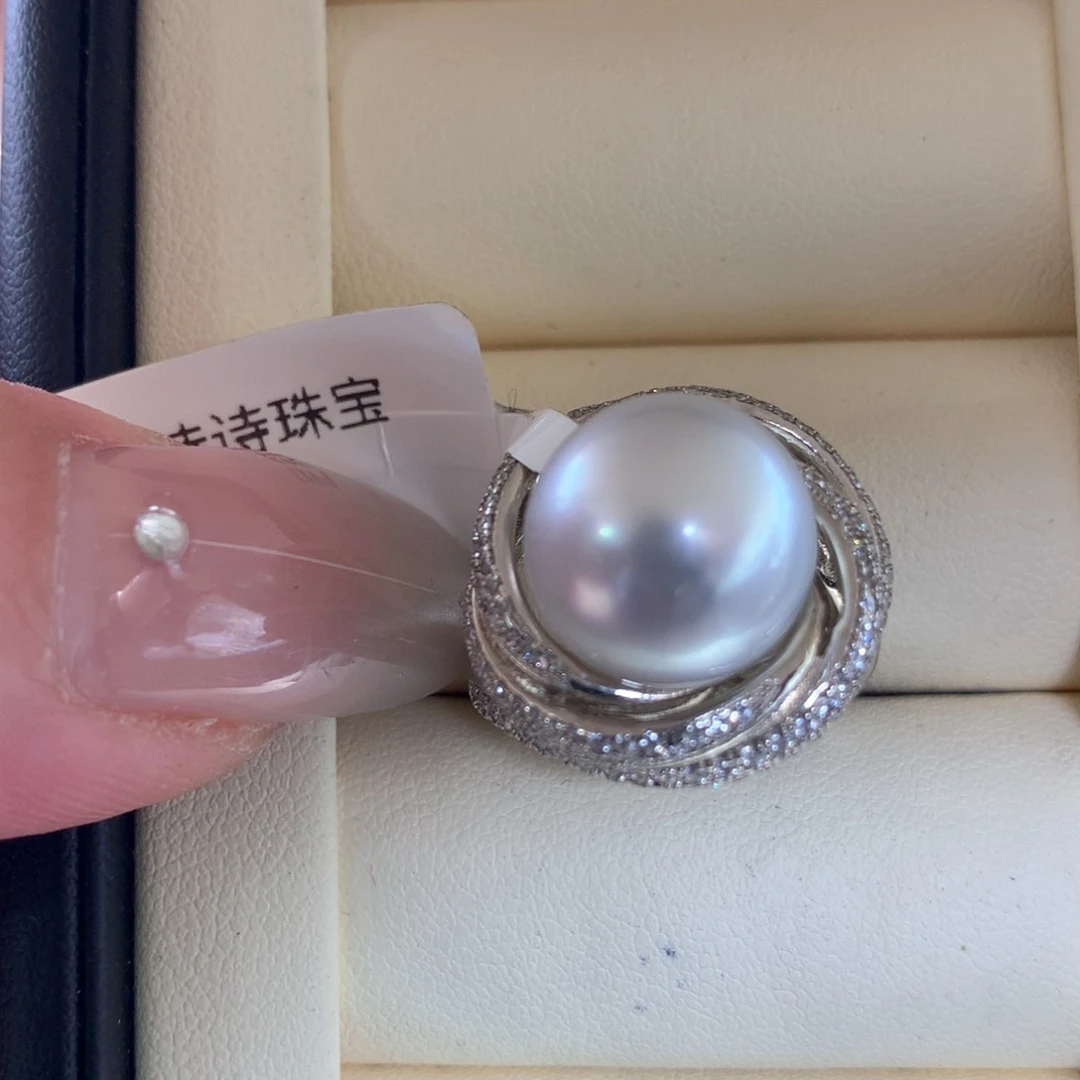 银S925镶嵌戒指海水珍珠