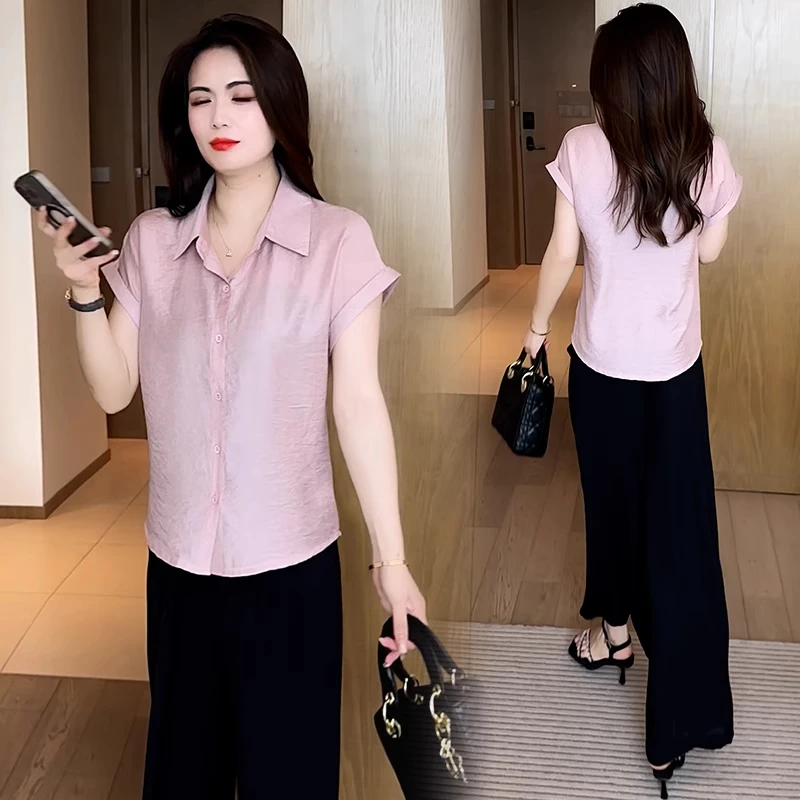 衬衫女2025夏季新款时髦洋气宽松显瘦短款小个子气质百搭短袖衬衣