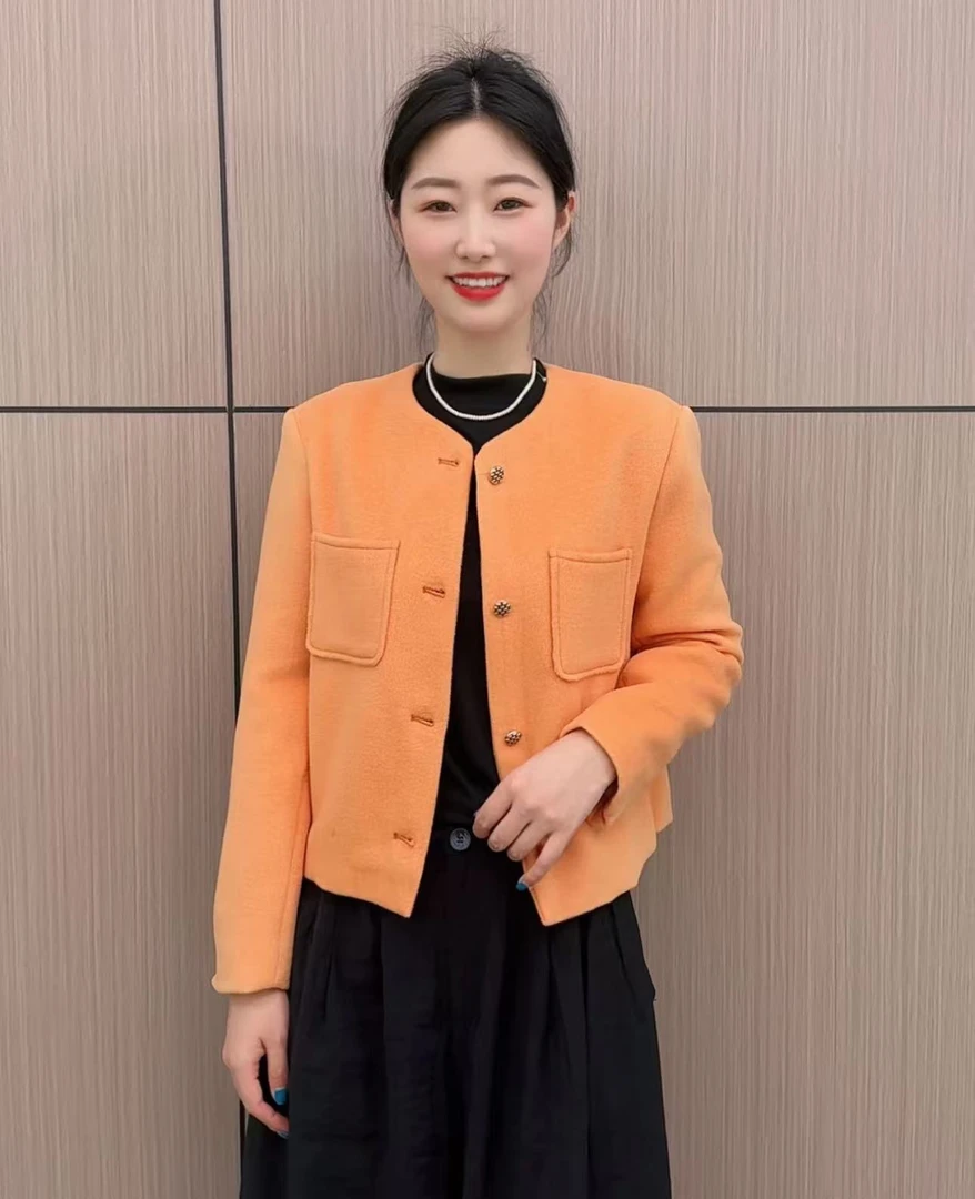 D008“小香气质穿搭”短款羊毛呢女韩版小个子百搭外套