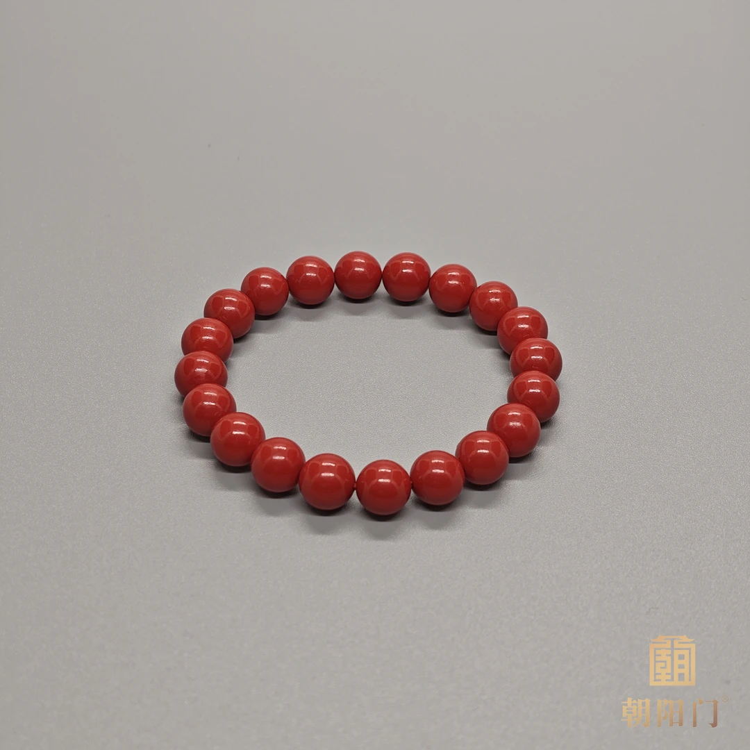 含辰砂工艺品【D2485】朱砂圆珠手串9.7mm左右“红砂”文玩手串