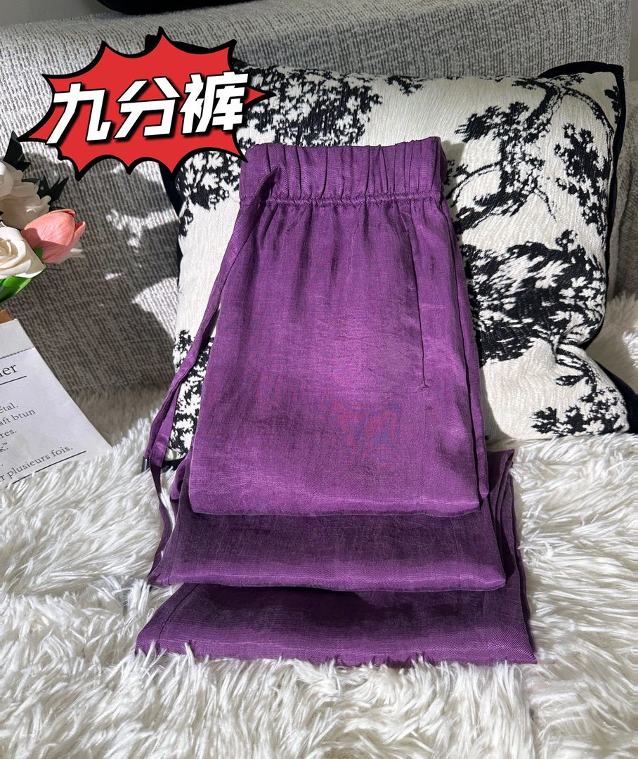 亚麻九分裤2025年夏季爆款天丝透气百搭气质直筒裤显瘦薄款女裤