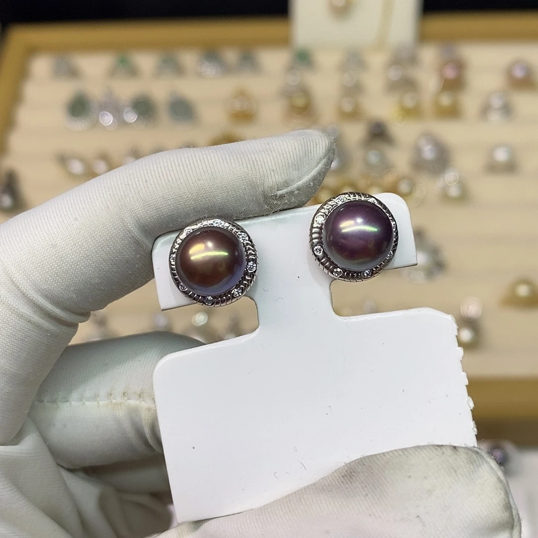 淡水珍珠耳饰银S925镶嵌