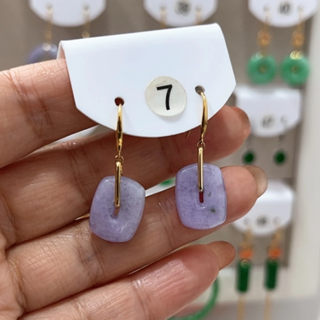 【闪购商品】翡翠耳饰18K金镶嵌翡翠耳坠