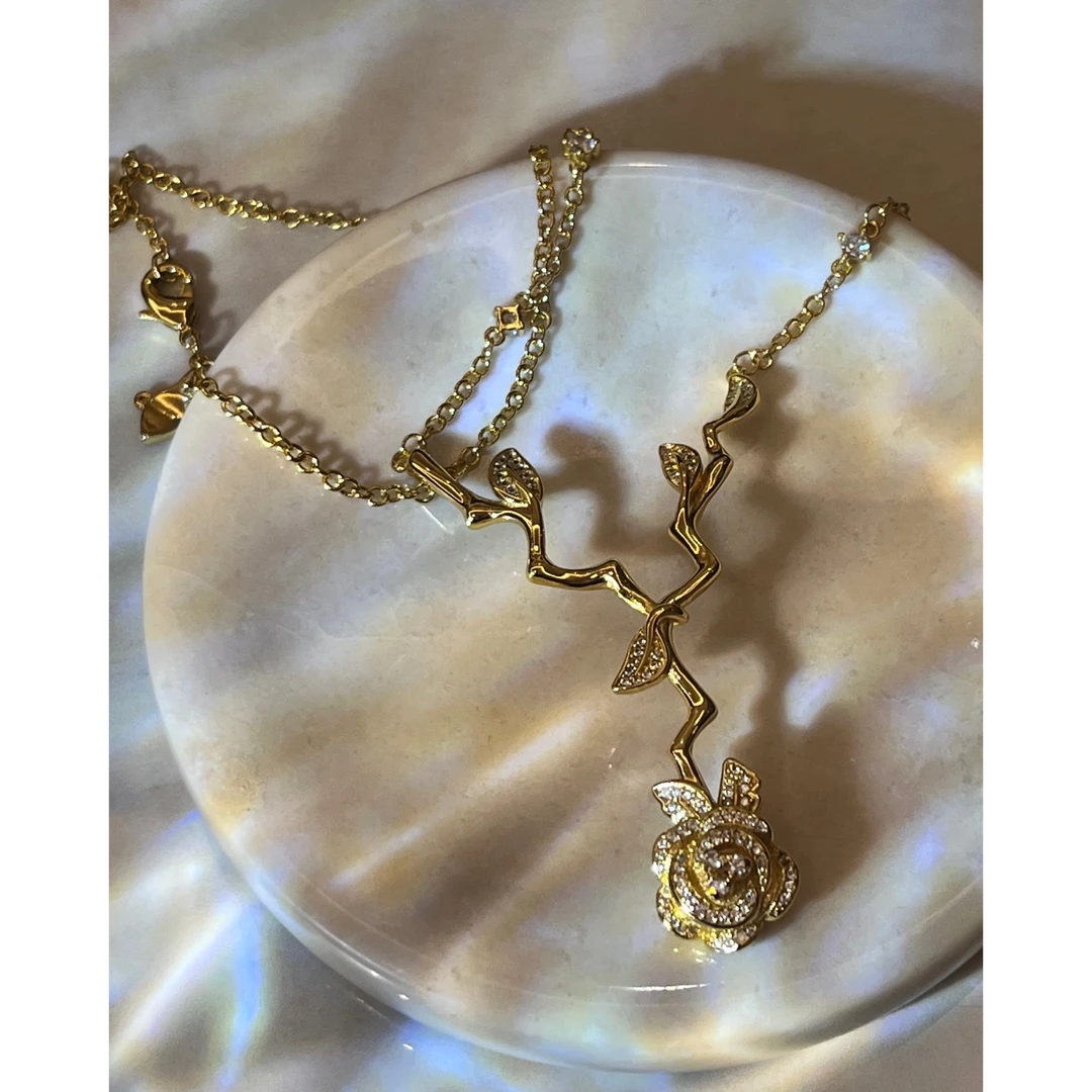 铜合金项链 B1062 时尚气质奢香玫瑰项链