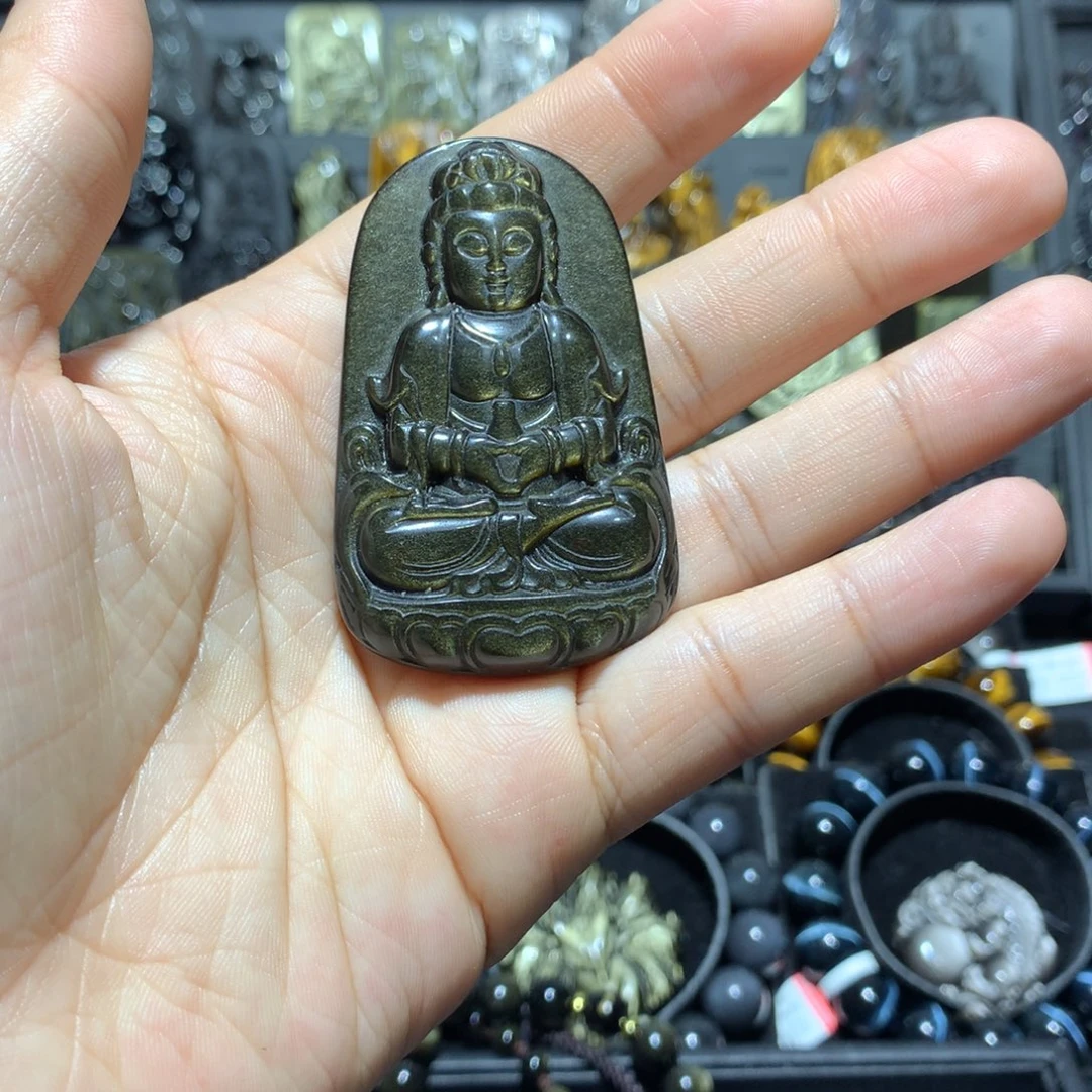 黑曜岩吊坠(赠链)未镶嵌树**绿