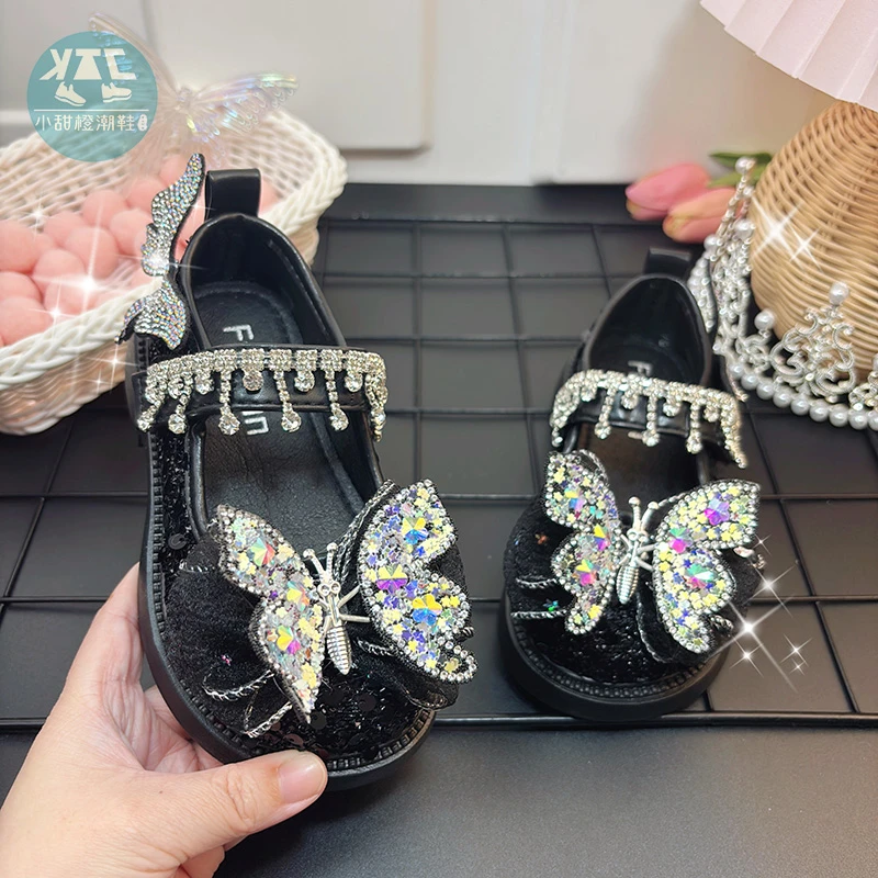 法式黑色皮鞋春夏女孩女童儿童大童平底鞋子软底防滑2025春秋新款