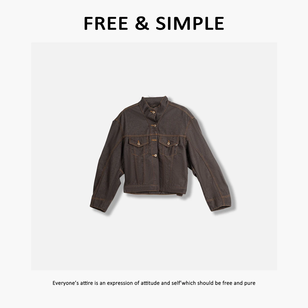 Free&Simple-'理性美学感‘秋季新款做旧感立领牛仔短外套-71065