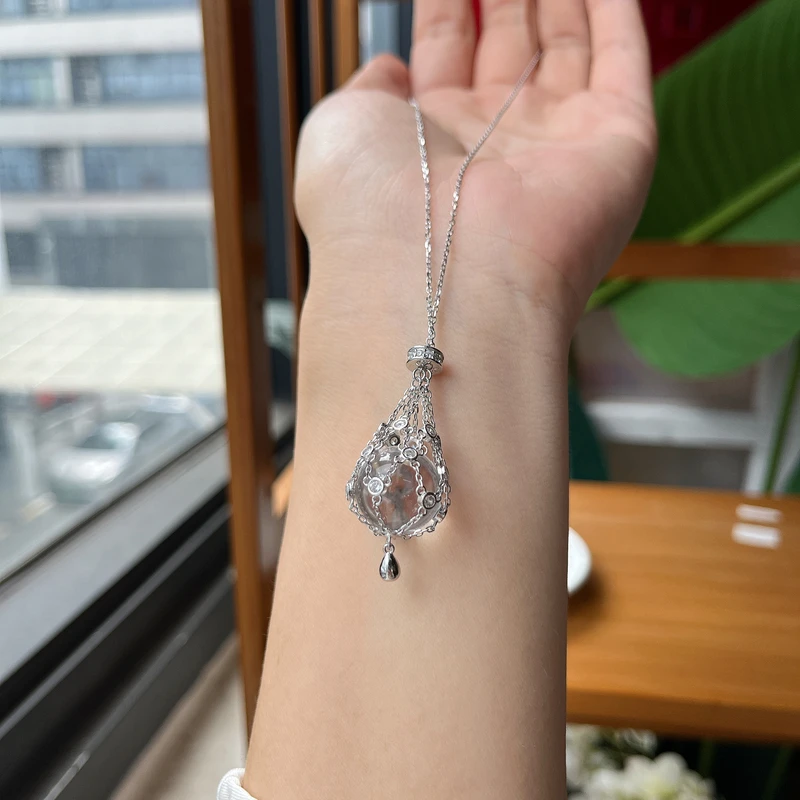 【郭老师】约14-15mm白水晶圆珠搭S925银项链