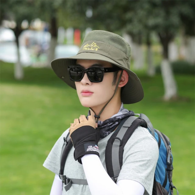 遮阳帽子男夏天钓鱼户外防晒大帽檐透气夏季遮脸太阳男士潮渔夫帽