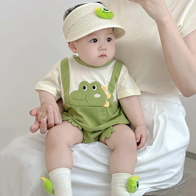 恐龙婴儿衣服夏季薄款包屁衣0-岁男宝宝夏天衣服连体衣外出服纯棉