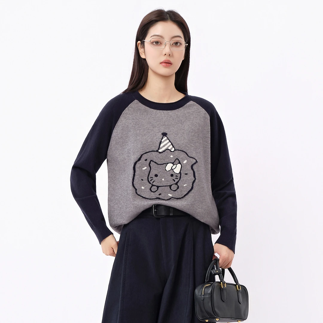 【官方】新款灰色毛衣慵懒风针织打底衫长袖外穿女装97S0917Z