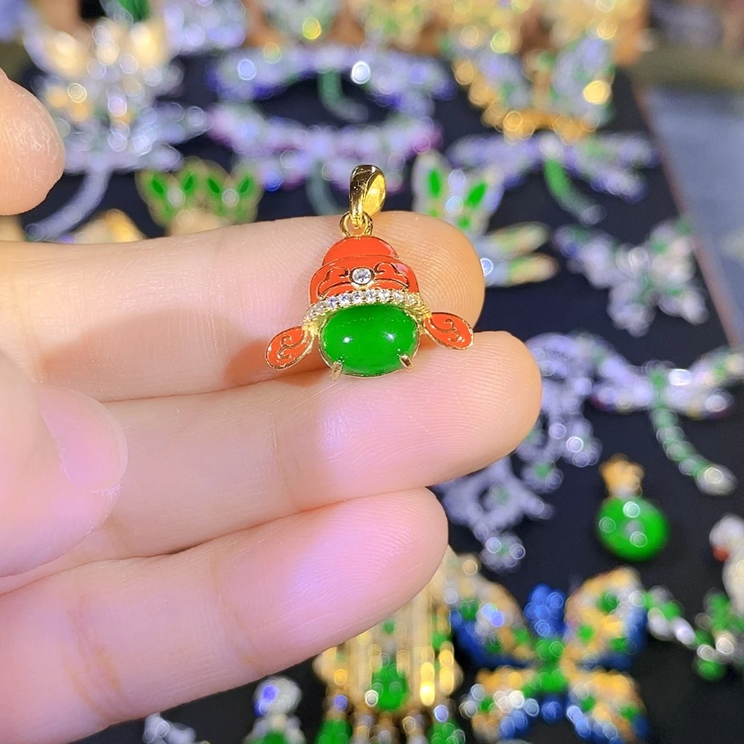 吊坠(不含链)银S925镶嵌翡翠