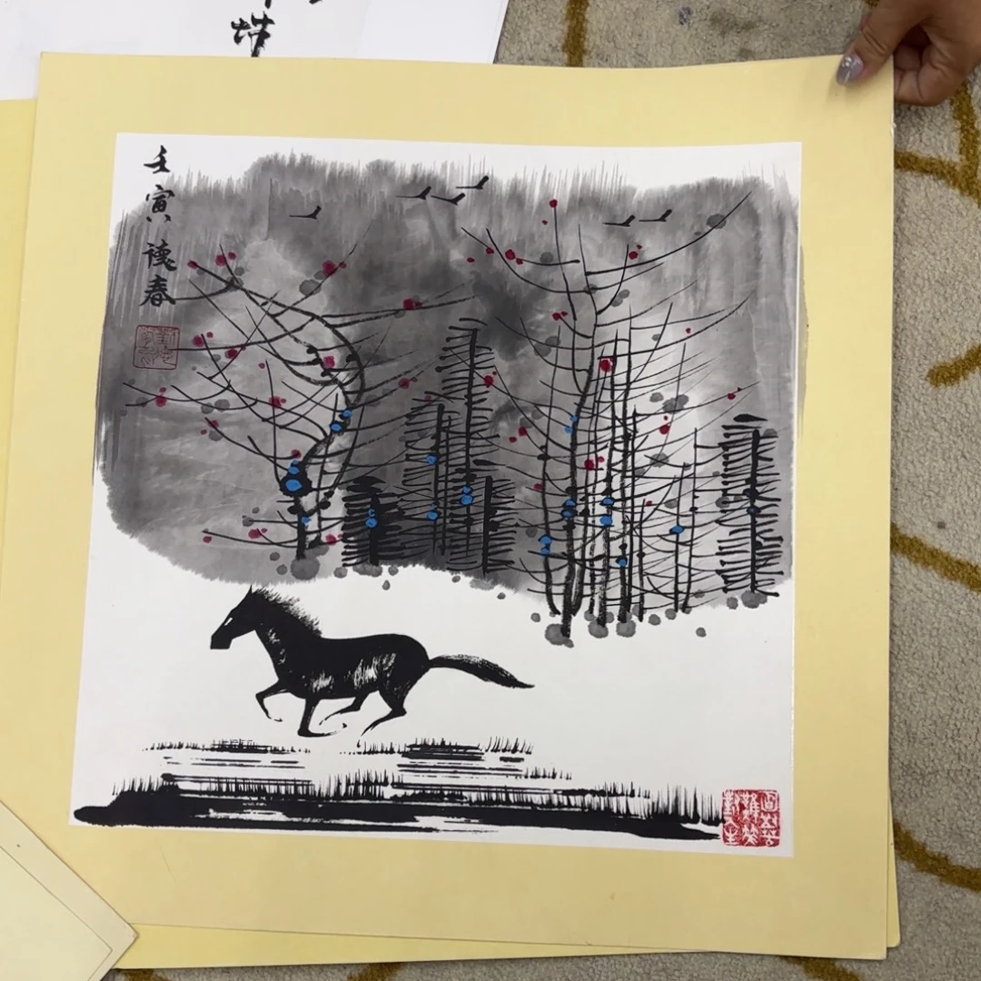 国画刘德春卡纸童