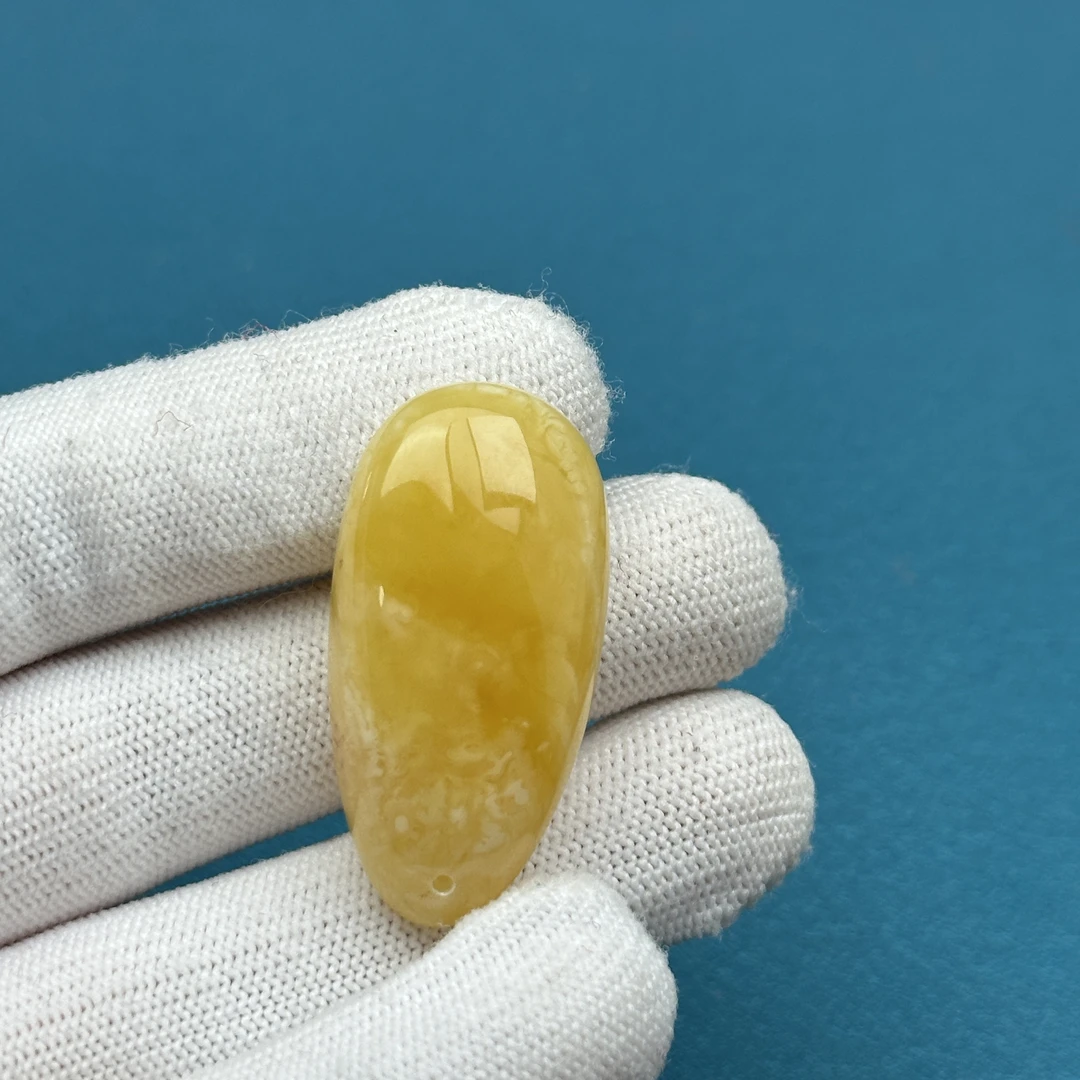 B3022天然原矿蜜蜡 微花粉水滴牌 20*39*10mm抖音基地质检发货