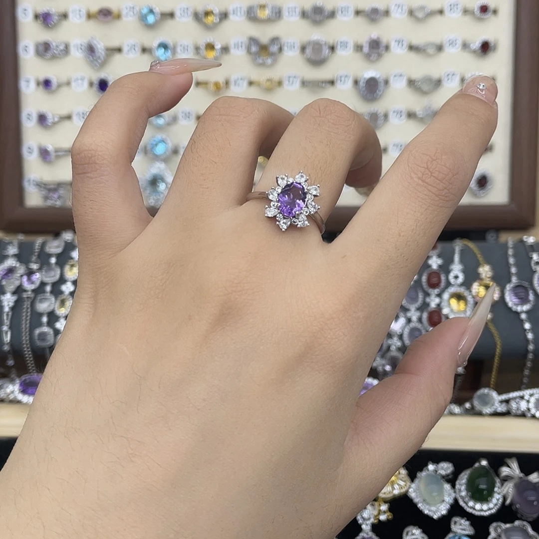 紫晶银S925镶嵌戒指