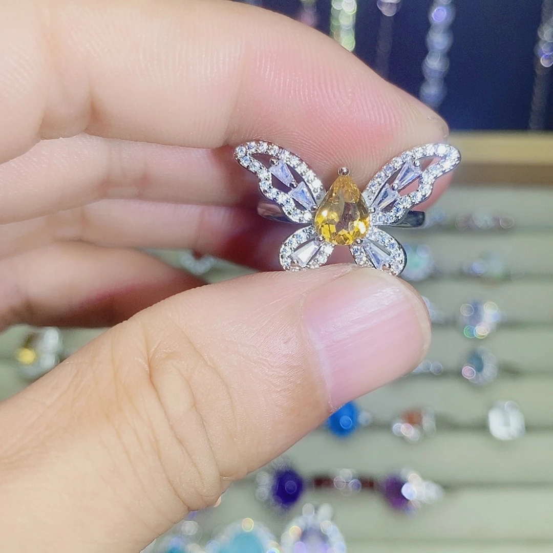 银S925镶嵌戒指黄晶