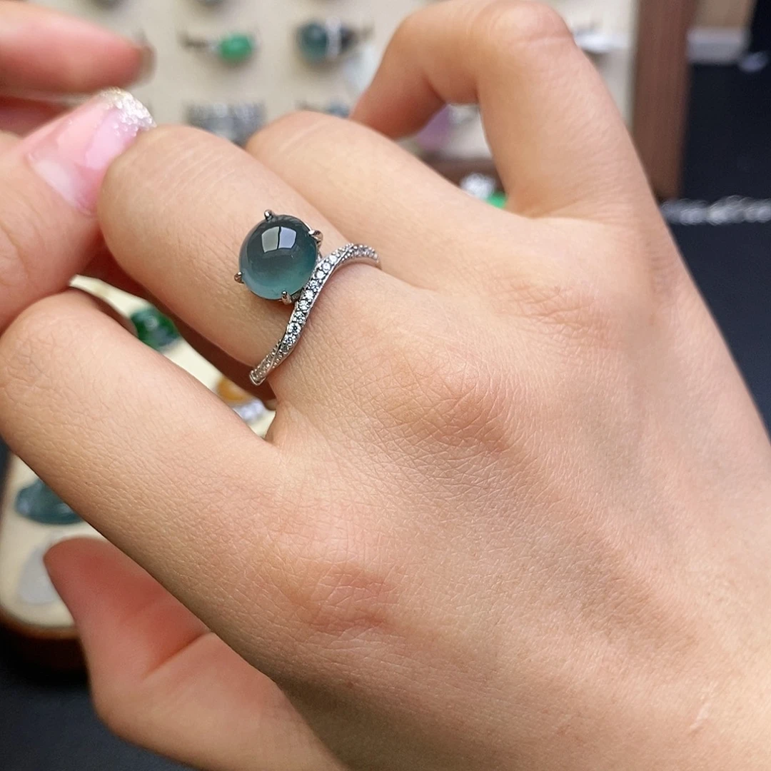 翡翠银S925镶嵌戒指