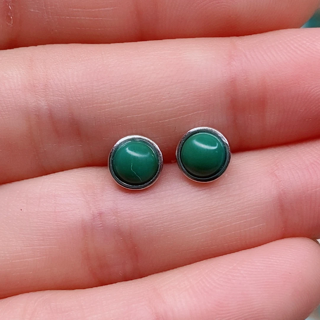 绿松石耳饰银S925镶嵌