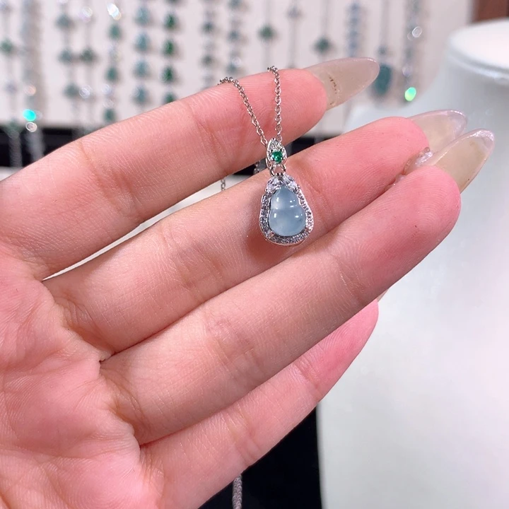 翡翠银S925镶嵌颈饰279蓝