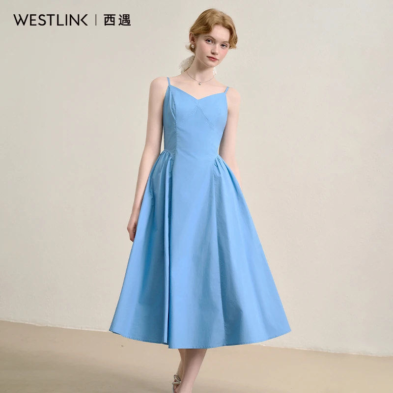 简约气质优雅高级感立裁吊带裙女2025春季收腰A字连衣裙