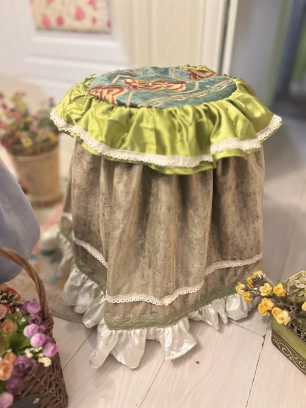 美式复古圆凳椅套直径35cm