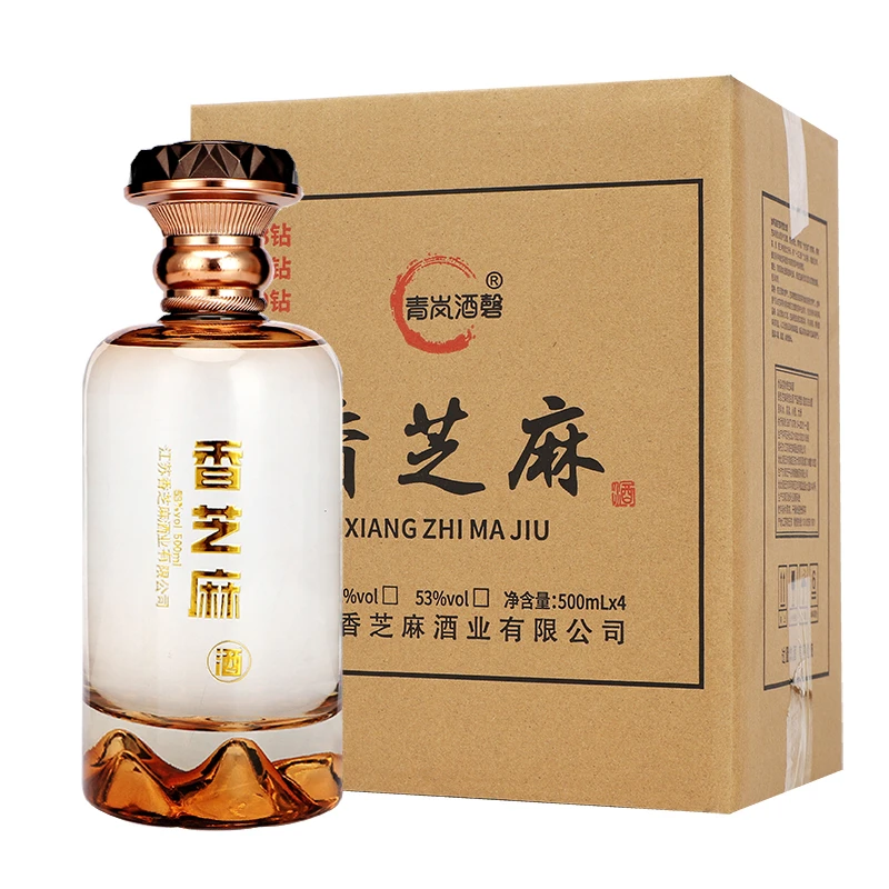 青岚酒磬53度6钻芝麻香型白酒固态发酵纯粮酿造4*500ml53%Vol