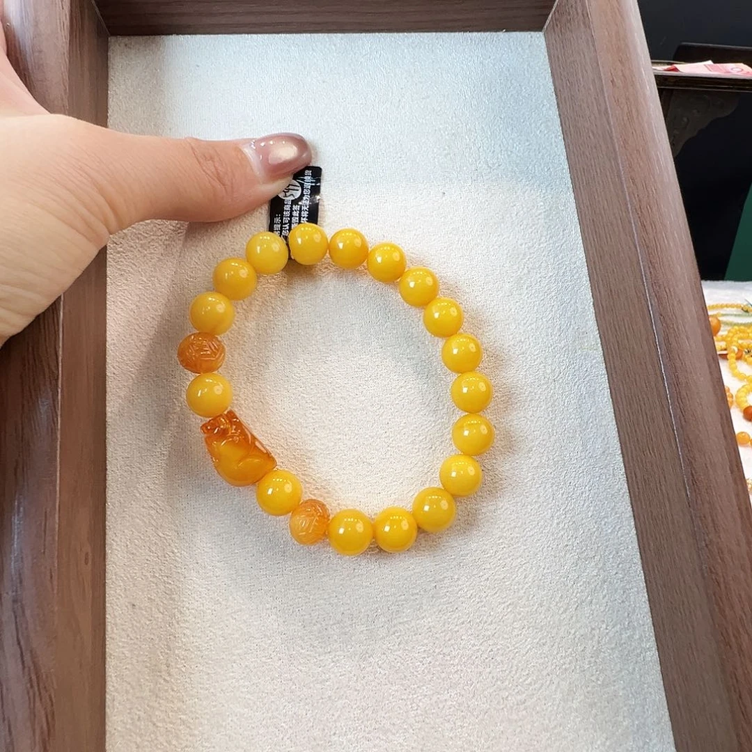 港***姨未镶嵌蜜蜡手串蜜蜡9.5mm