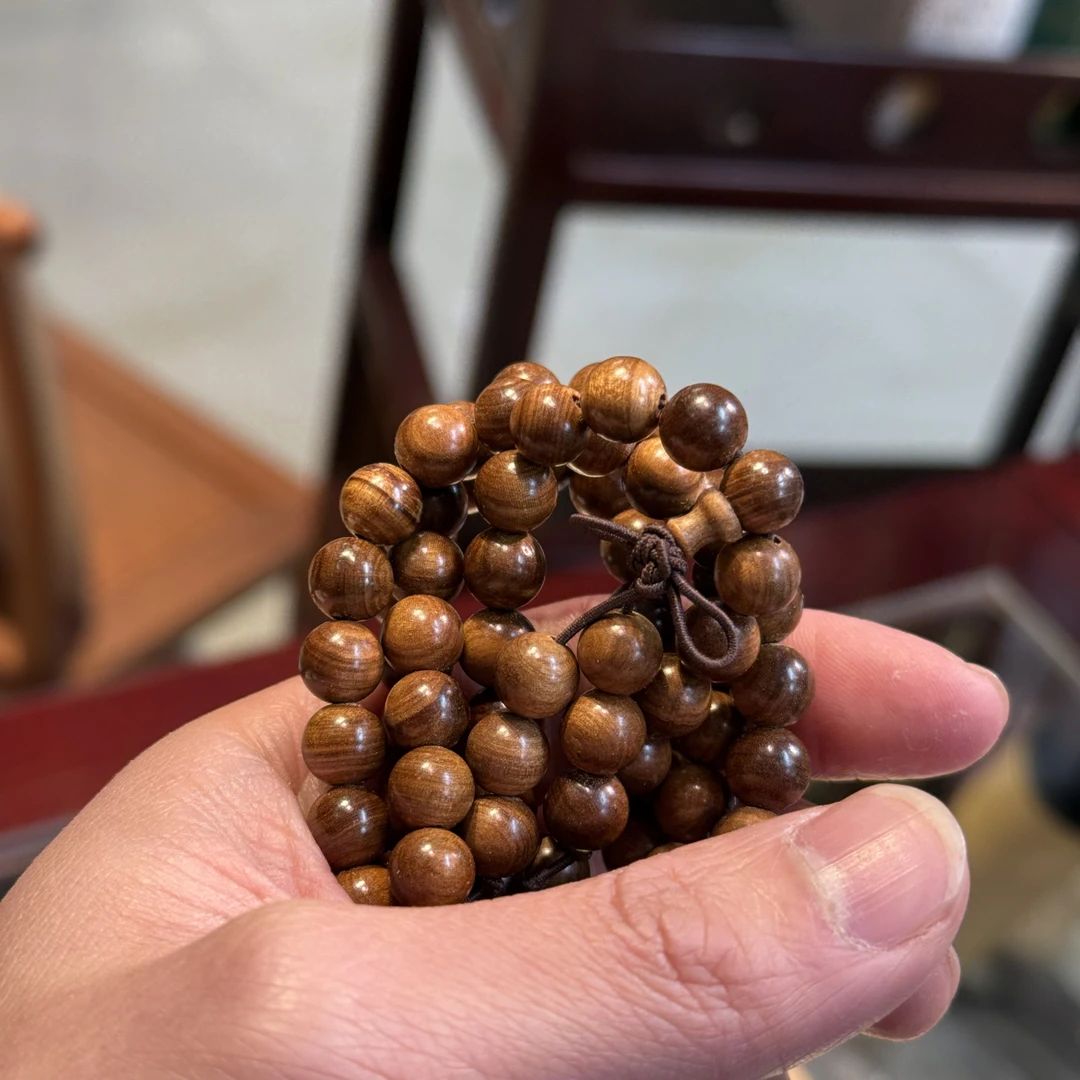 【横纹虎皮】印度老山檀香0.8×108多圈手串