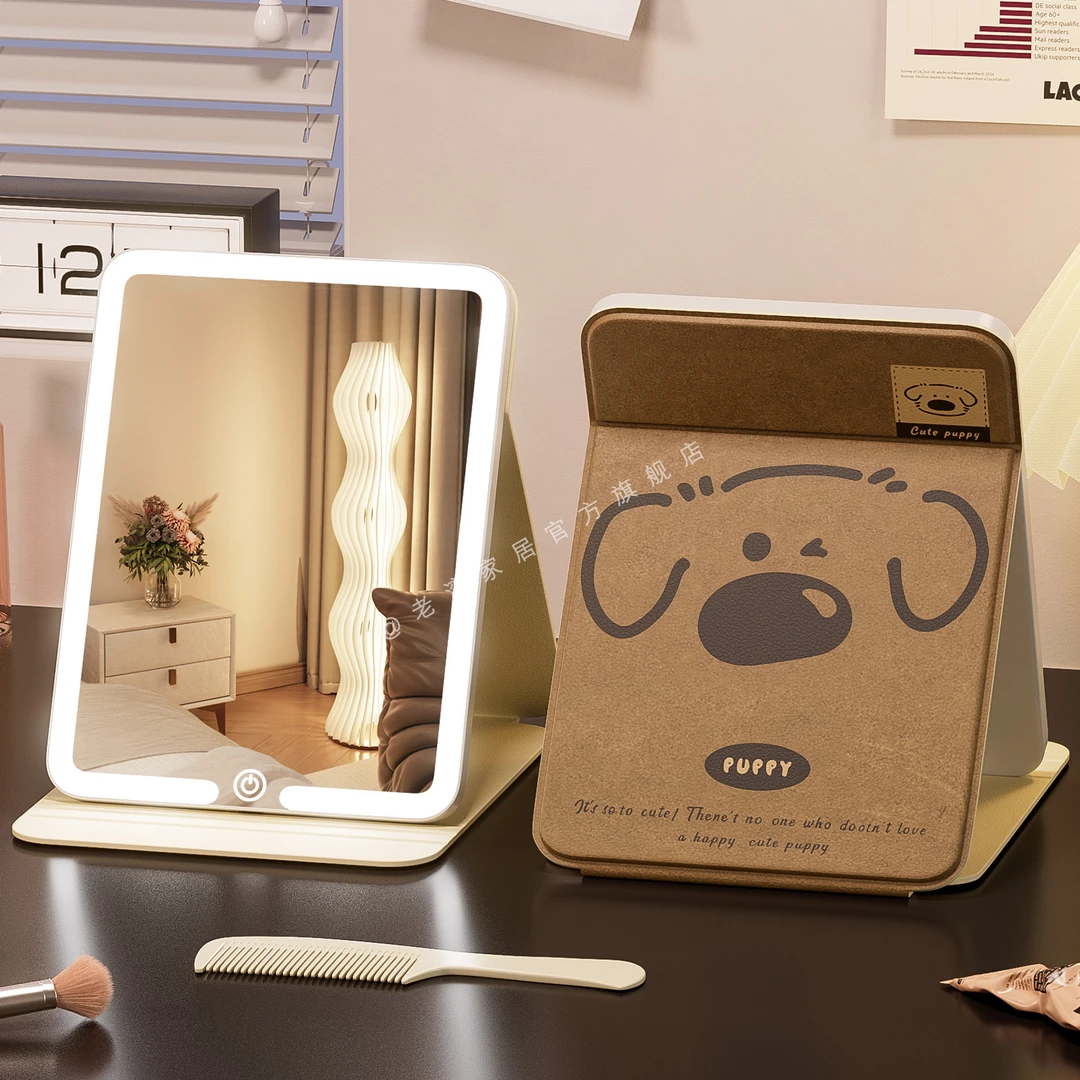 老湾【居家好物】高清镜面三色调光化妆镜补妆镜学生宿舍镜梳套装