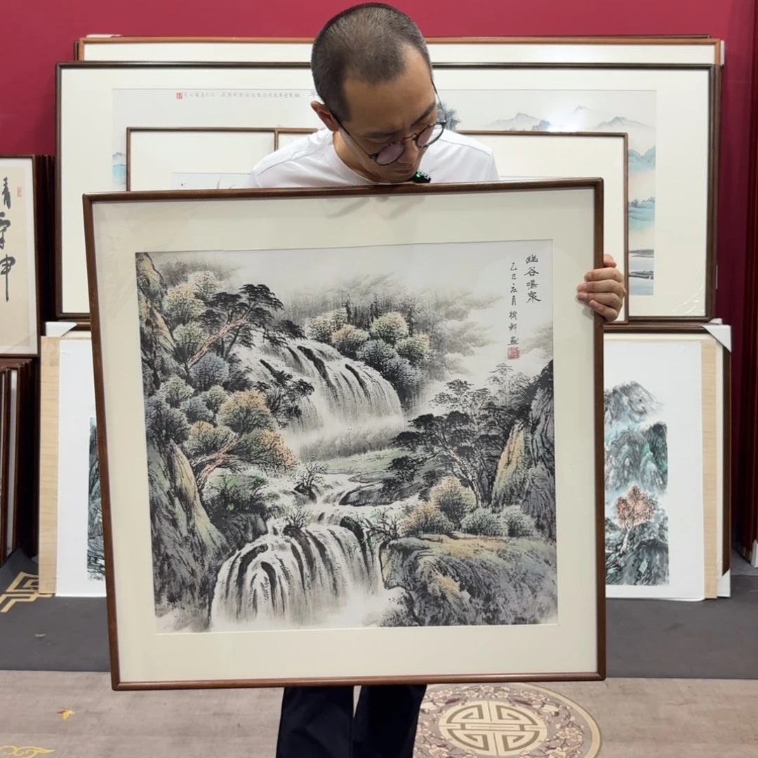 国画带框绘画80/80尺寸