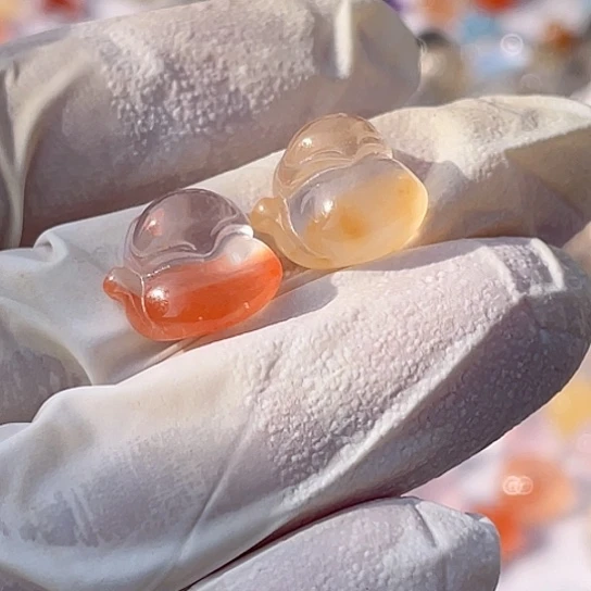 水晶兔毛葫芦一对未镶嵌亦**学