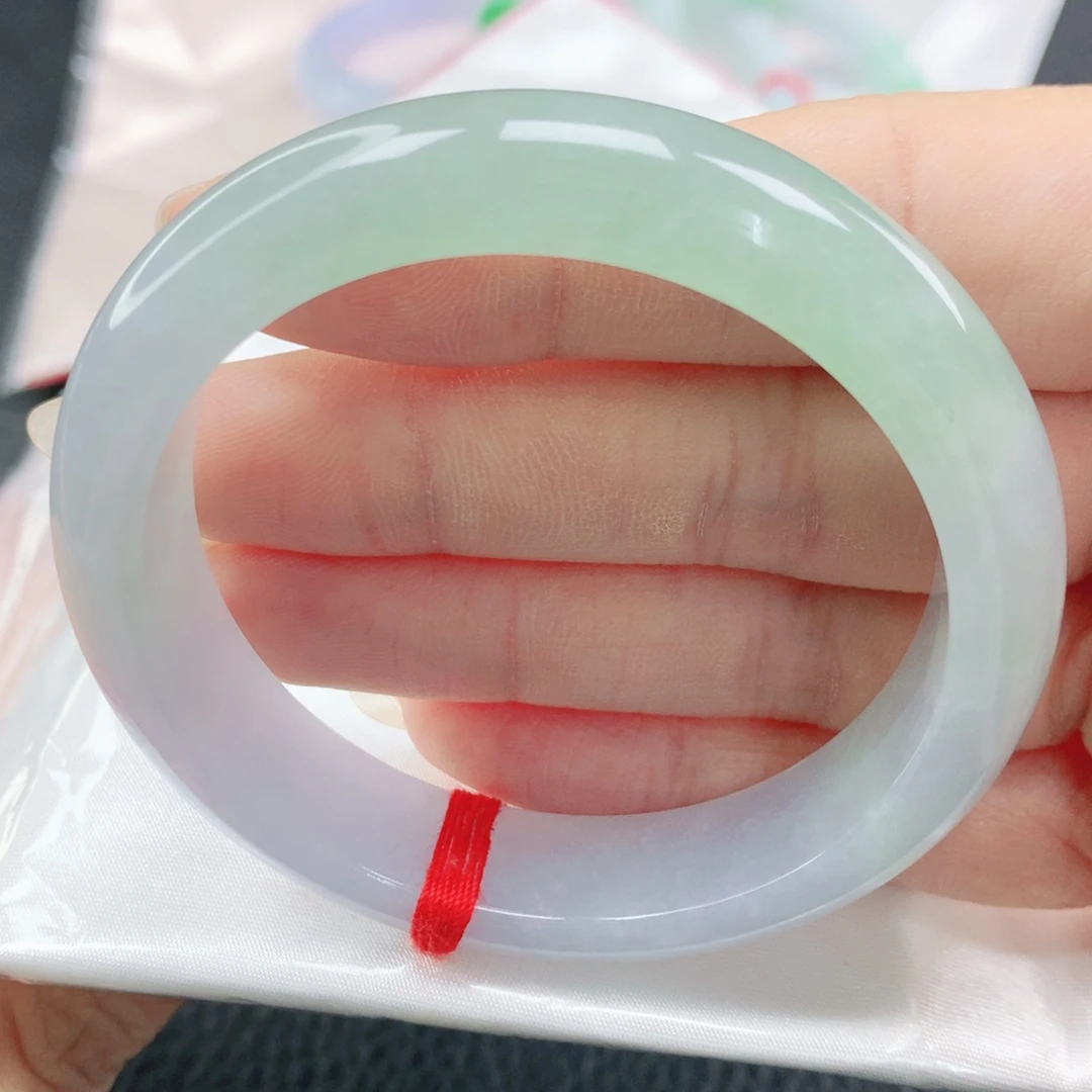 翡翠未镶嵌手镯缅甸53.0冰润春彩半山水正圈