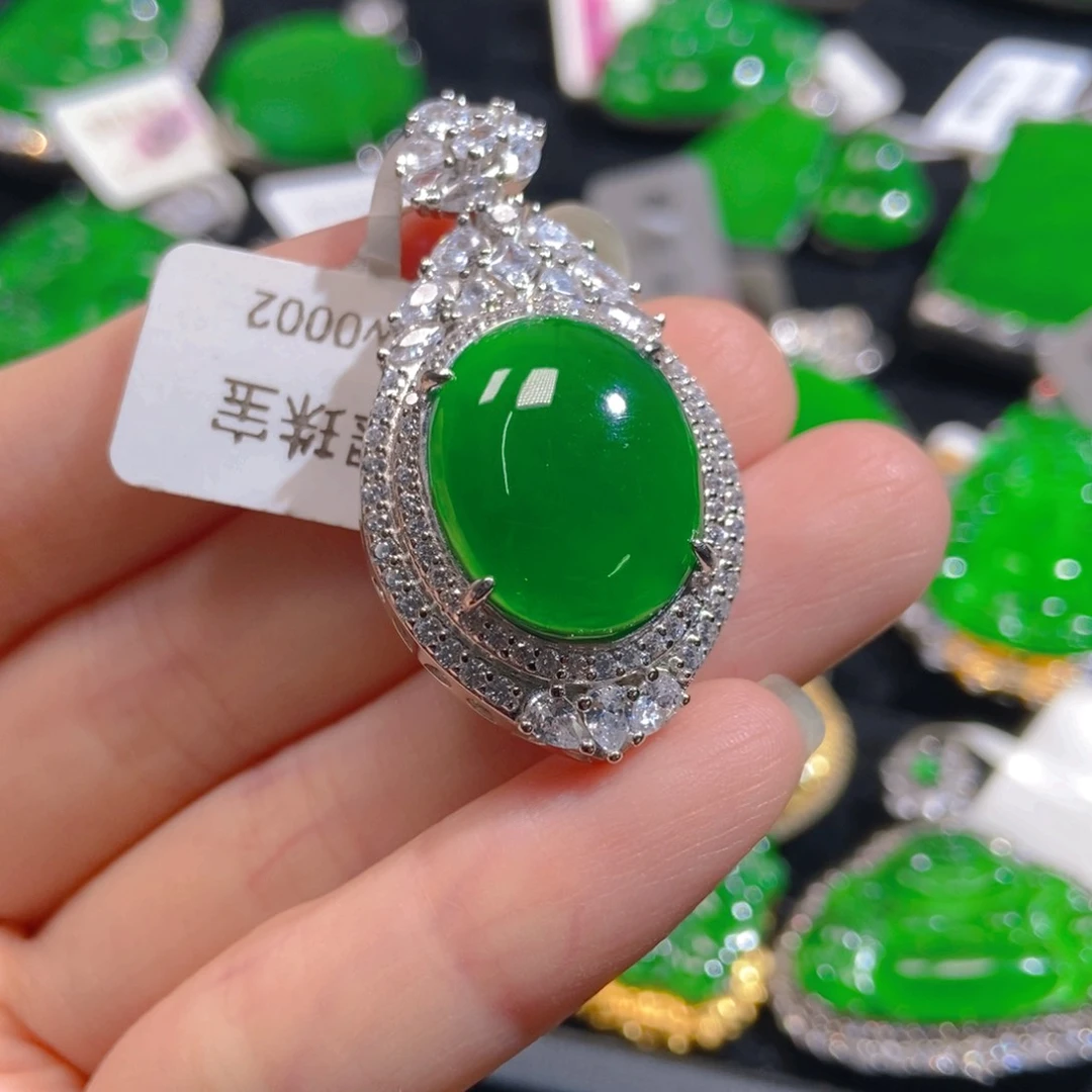 翡翠吊坠(不含链)银S925镶嵌