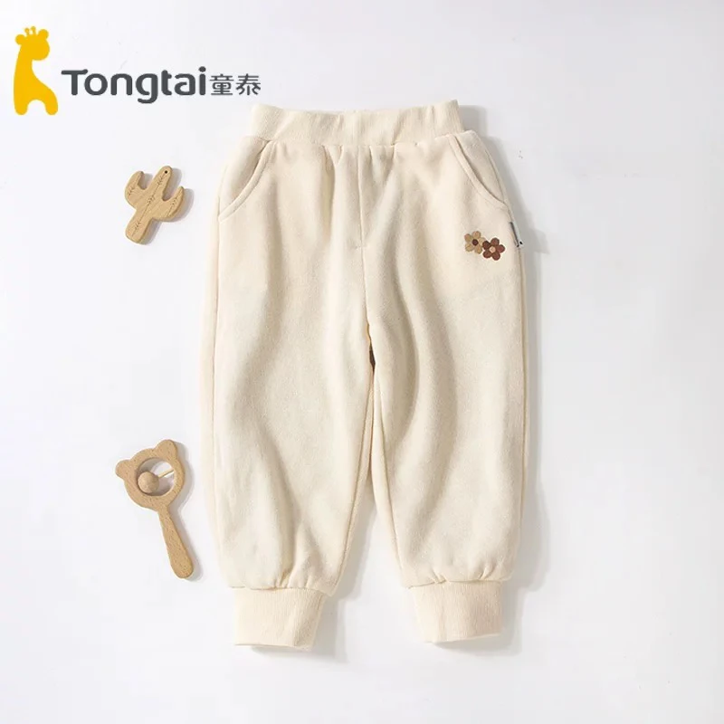 Tongtai/童泰秋冬加厚宝宝双层洋气休闲刺绣花朵加里卫裤