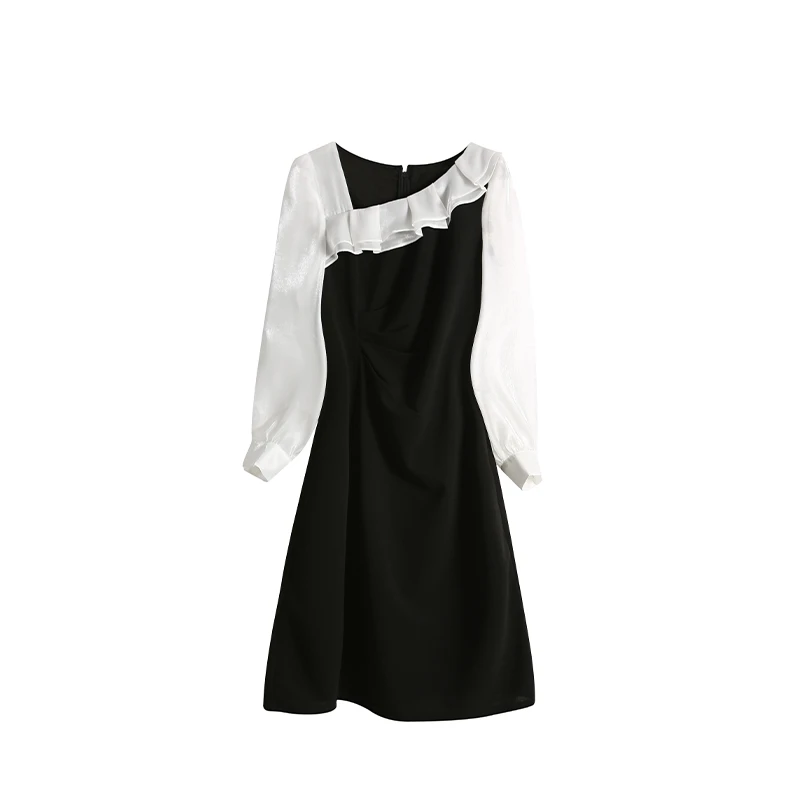 【白月光】大码胖妹妹春季中长款拼接显瘦遮肉裙子连衣裙ZL53987