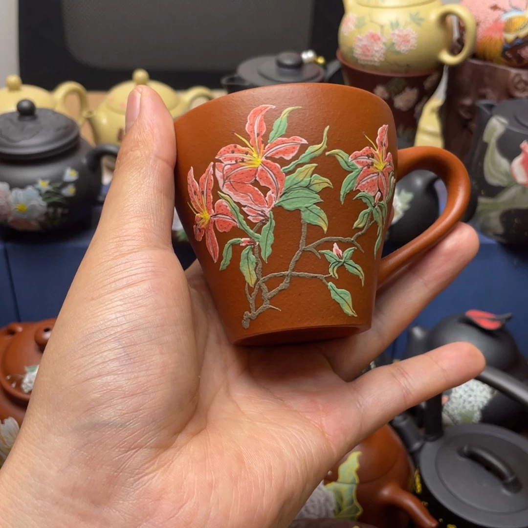 紫泥茶杯紫砂主人杯160cc