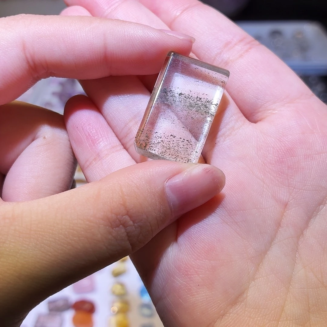 未镶嵌水晶吊坠(不含链)绿幽灵 方牌 打孔定制不退换