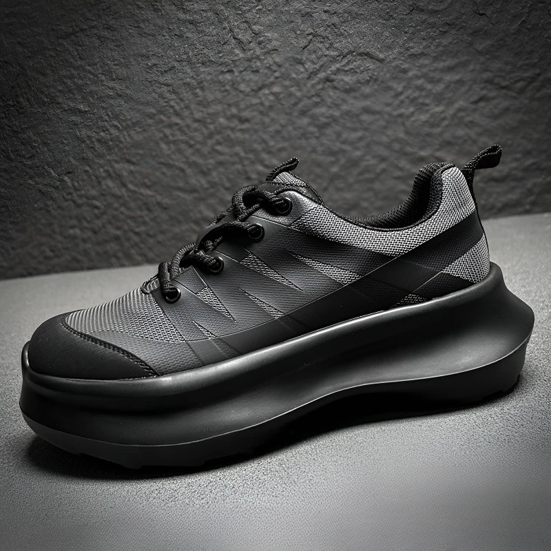 男士干净痞帅时尚休闲鞋厚底增高网面运动鞋透气户外工装登山男鞋