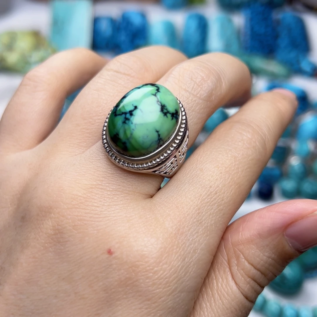 绿松石珠宝奇石银S925镶嵌