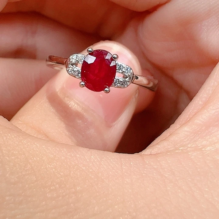 戒指银S925镶嵌红宝石