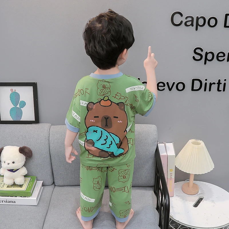 儿童睡衣夏季薄款男童2025新款小童莫代尔夏款家居服男宝宝空调服