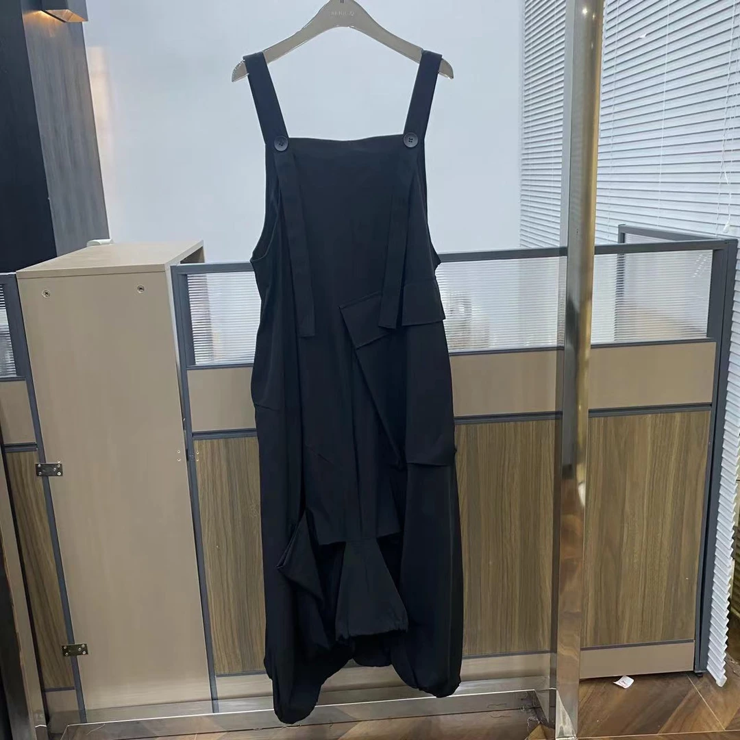 69958 北欧青大口袋吊带裙