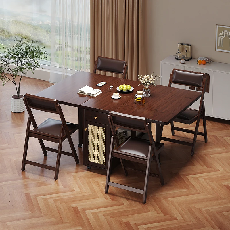 折叠桌整装发货免安装家用现代简约长方形吃饭桌小户型省空间餐桌