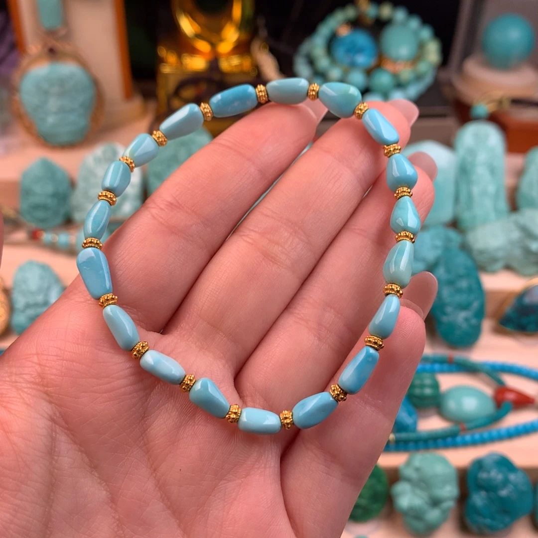 绿松石未镶嵌糖豆手串