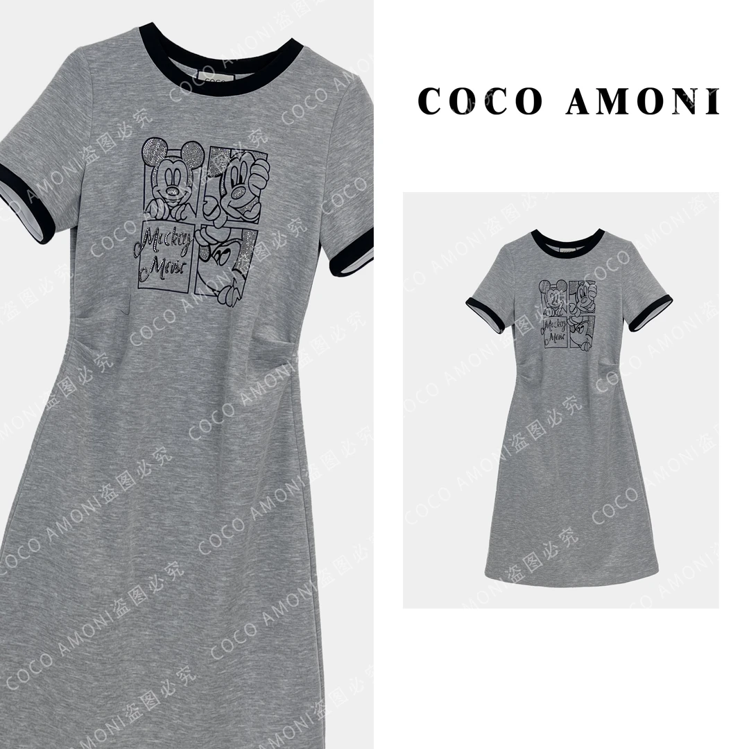 [曼姐]新款夏季高定女装拼接趣味卡通立体显瘦气质连衣裙ZC268