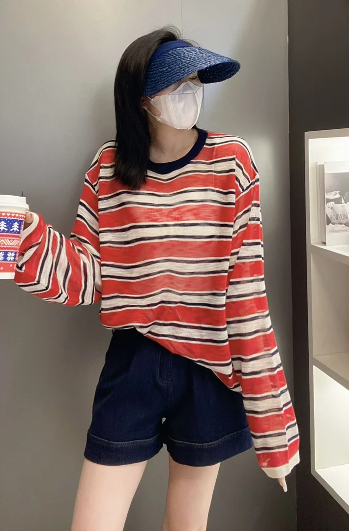 Danjun“撞色轻薄透气感”条纹衫