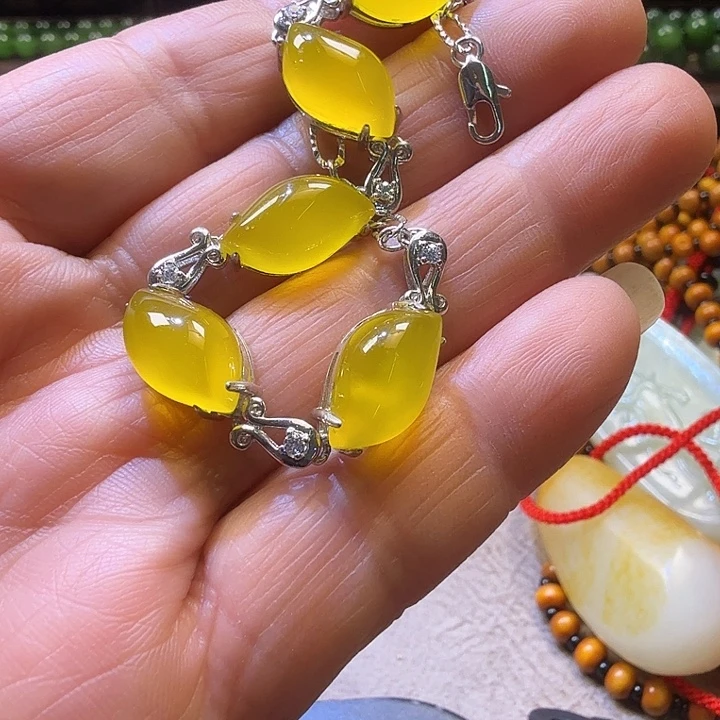 玛瑙/玉髓银S925镶嵌手链