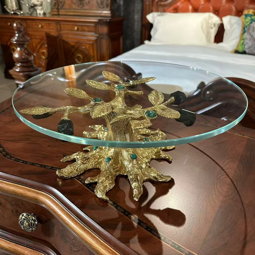 【欧美外单】T175A 黄铜 大号 玻璃餐桌摆件 38*38*12