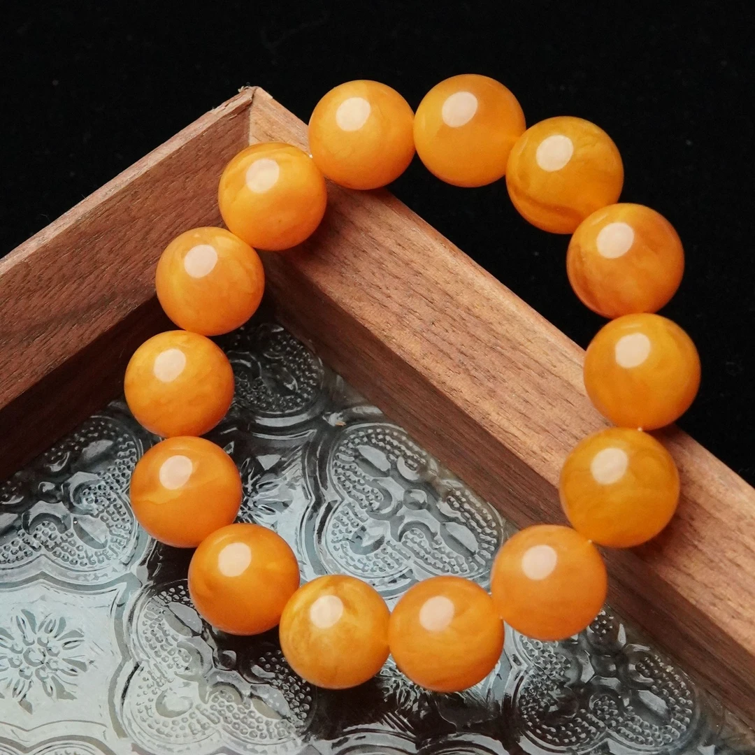 天然蜜蜡15mm圆珠单圈手串