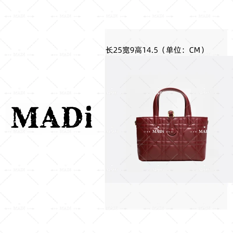【婉婉专属】MADI/原创设计秋冬菱格轻奢慵懒松弛手提酒红色女包